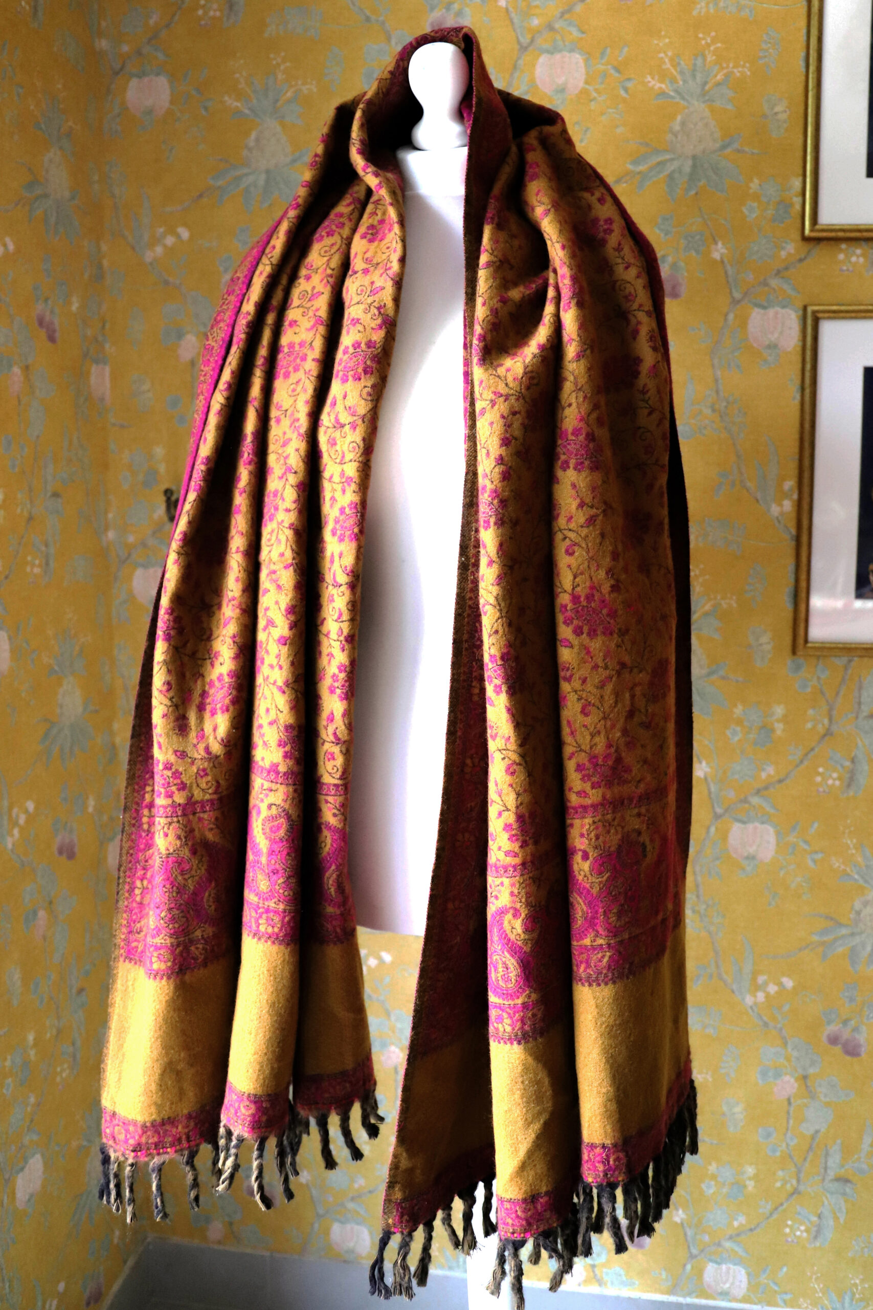 Dwustronny szal tybetański PURPLE & GOLD - obrazek 4